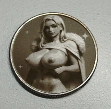 Topless Blonde With Fur Cloak Quarter Surface Engraved Hobo Nickel / Love Token