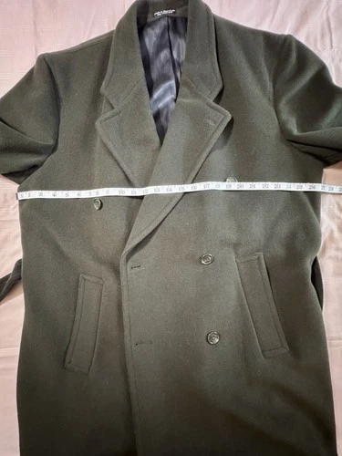 Vintage ZYLOS Cashmere Overcoat Green Men's 44L Yugoslavia W/ Bonus Italy Scarf image 6