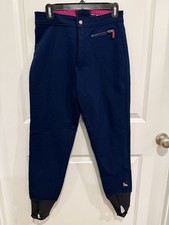 Vintage Schoeller Switzerland Stirrup Ski Pants Navy Wool Blend Made in USA 12