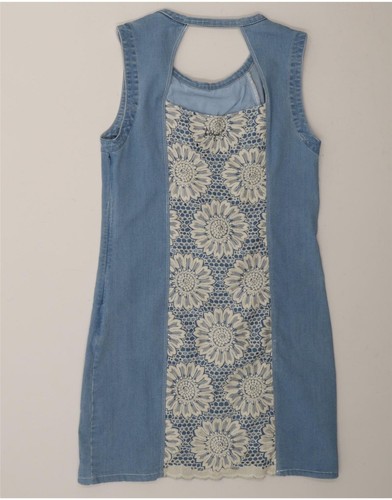 DESIGUAL Womens Sleeveless Denim Dress IT 44 Medium Blue Floral CJ01 - Picture 2 of 3
