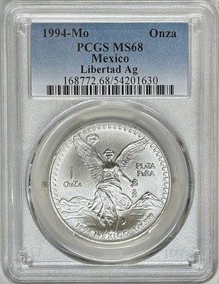 1994 MEXICO LIBERTAD 1 ONZA SILVER PCGS MS68 | eBay