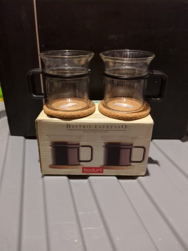 Vintage Bodum Set Of 2 Glass Bistro Espresso Coffee Cups/Glasses - Picture 1 of 6