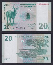 Congo Banknote 20 Centimes 1997 P.-83A FDS/UNC