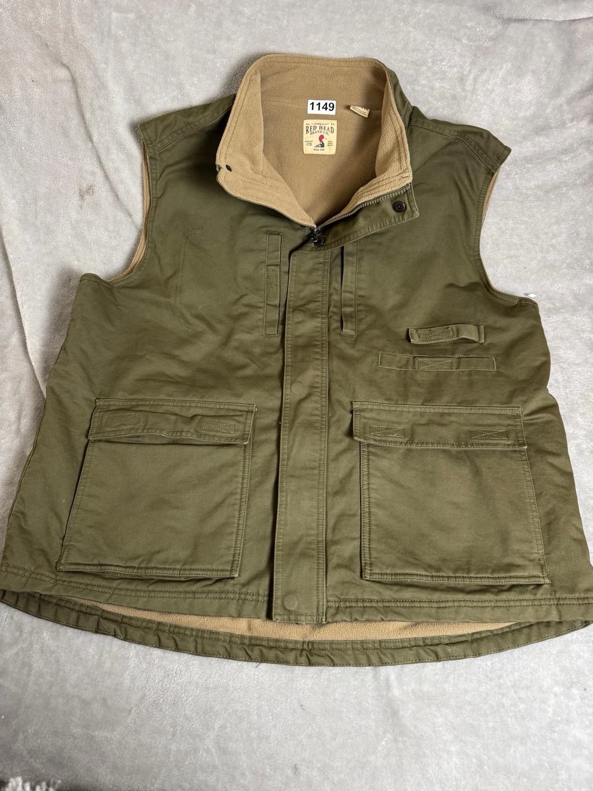 RedHead Vest Mens Extra Large Green Fleece Lined Full Zip Hunting Outdoors