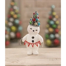  Bethany Lowe Large 12" Retro Merry Snowman With Tree Figurine TL1357 New