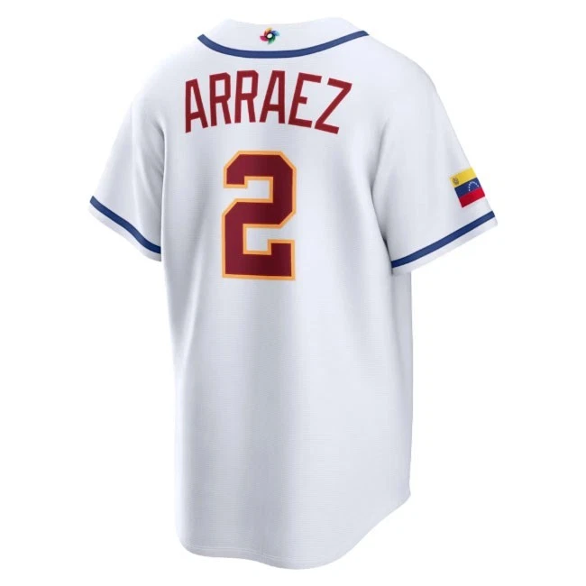 Men's Venezuela Luis Arraez White 2026 World Baseball Printed Jersey
