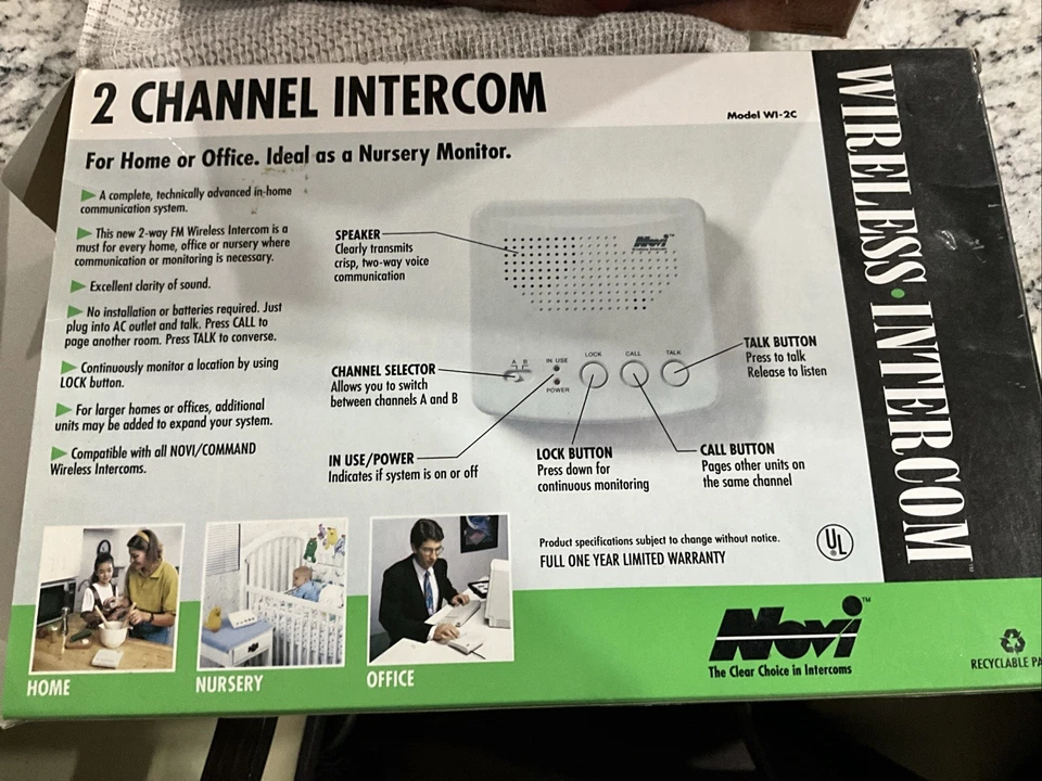 Pair Of Novi Command Wireless FM 2 Channel A/B Intercom Model WI-2C NEW in BOX! - Image 3 of 4
