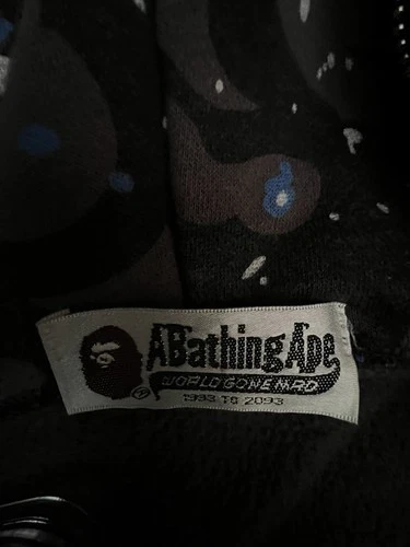 A Bathing Ape Bape Shark Camo Jacket Black Size SML Full zip Nice!! image 16