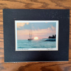 David Van Hulst Key West Artist Sailboat Sunset Print 8x10 Black Mat Signed — photo 3