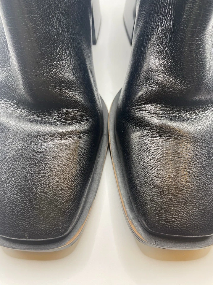 Sam Edelman Black Leather Ankle Boots Square Toe Ankle Zip Women's Size 7 - Image 4 of 4