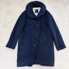 Pas de Calais Alpaca Wool Coat Navy Blue Made in Japan