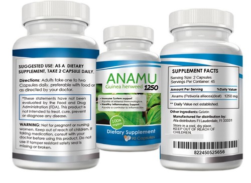 Anamu 100% Organic Petiveria Immune Support detoxification 1250 mg 90 capsules - Picture 8 of 8