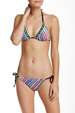 Trina Turk Special Border Tie Side Hipster Cut Bikini Bottom Swimwear Size 4