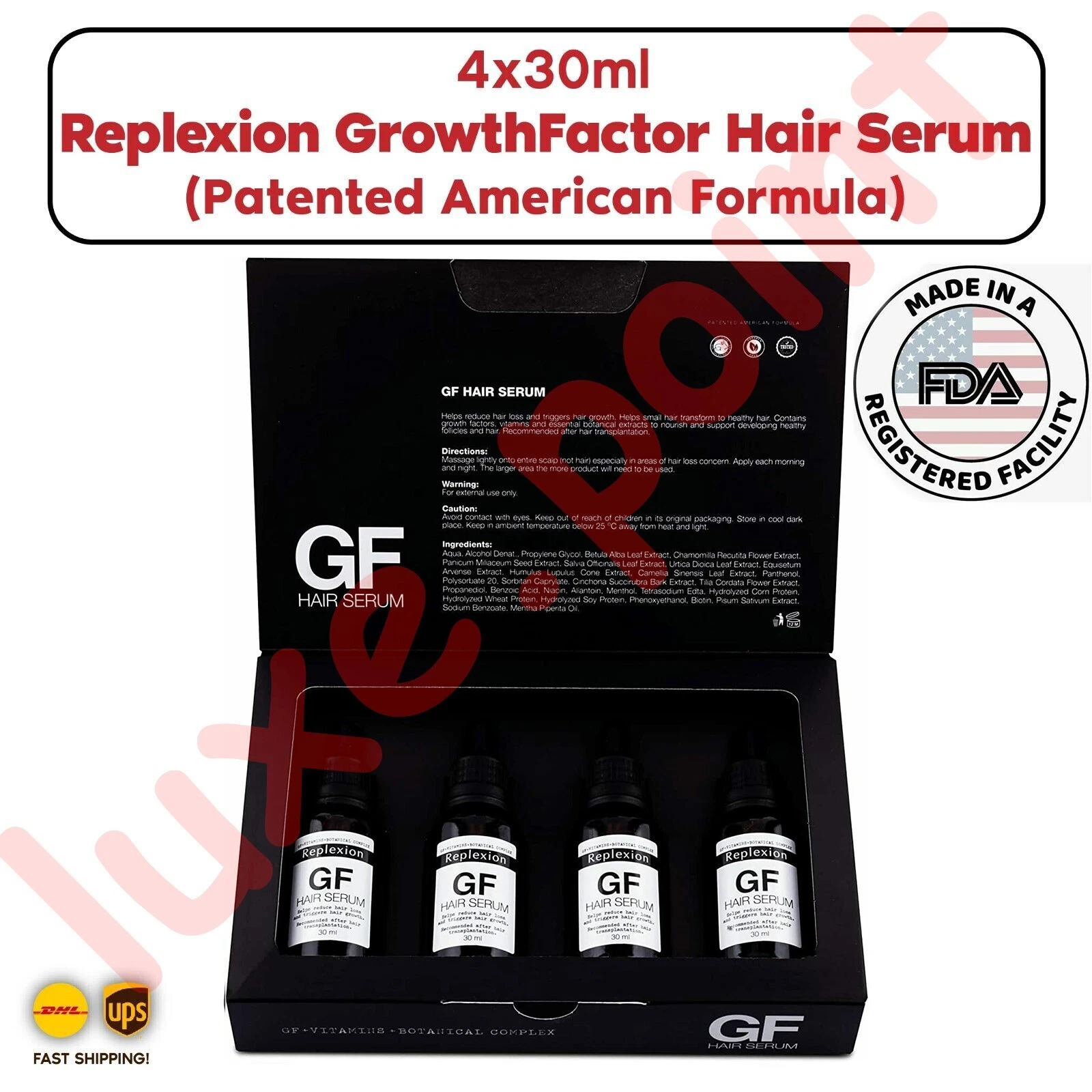 Replexion Growth Factor Anti Hair Loss Serum 4x30ml Biotin Thicken Boost