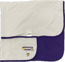 Minnesota Vikings Purple Beige Striped Baby Blanket Football 27 Inch Cotton