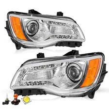 Pair Chrome LED DRL Projector Headlights For 2011-2023 Chrysler 300 Headlamps