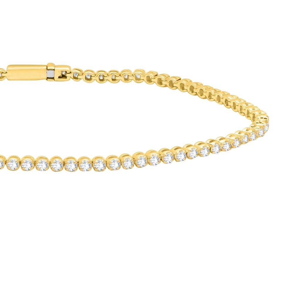 1.00 CT Round I2 H Natural Diamond Tennis Bracelet 10K Yellow Gold 8.5" Inch_USA - Image 3 of 4