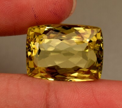 Natural Quartz Green Quartz Faceted Lemon Quartz Cushion Cut 17.10 Ct Certified