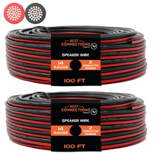 2 Pack 100 Feet 14 Gauge Red Black Stranded 2 Conductor Speaker Wire Car Audio