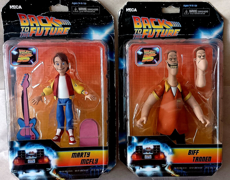NECA Back to the Future Biff & Marty Figure New NOS Blemish Box Read