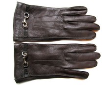 COACH BROWN LEATHER GLOVES, SILVER-TONE BUCKLES, SILK LINING, ITALY sz 7 NWOT