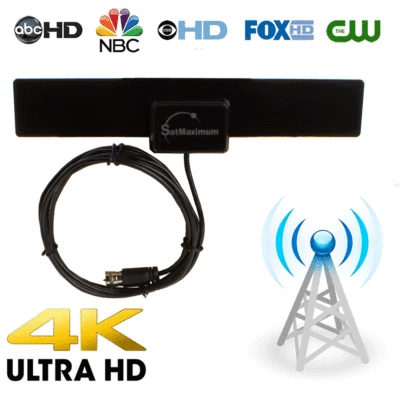 SATMAXIMUM Indoor TV Antenna Digital HDTV VHF UHF FM Flat 25 Miles Range