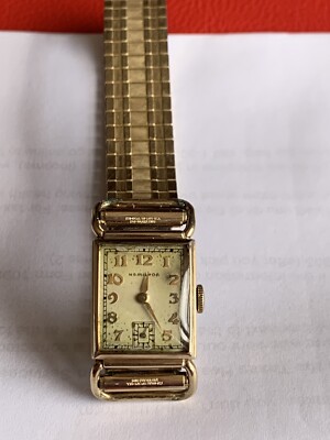 Hamilton 10k Gold Filled Rectangle Arabic Dial Manual Wind Wrist