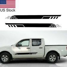 2pcs 68'' Black Mountains Stripe Graphic Side Skirt Body Door Decal Stickers