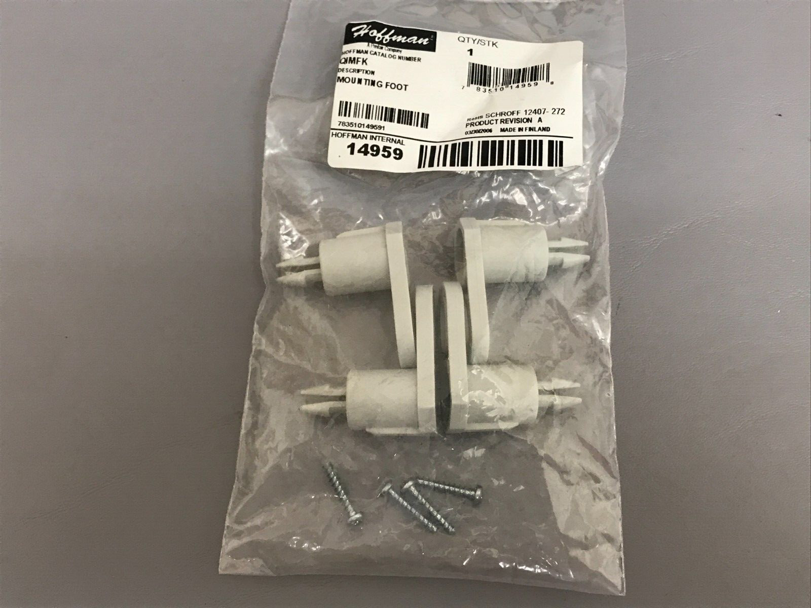 NVENT QIMFK Qline I Mounting Bracket Kit Light Gray Polycarbonate HOFFMAN 4 Pack