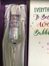 Champagne Prosecco Wine Flute Glass Everything Better W Bubbles Iridescent NIP