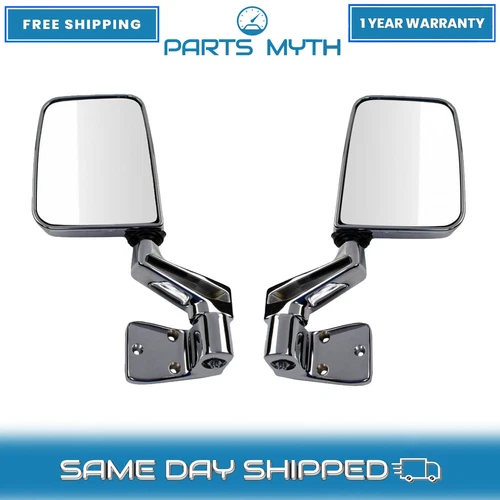 NEW Chrome Manual Side View Mirrors Folding Pair Set For 1987-2002 Jeep Wrangler