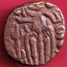 ANCIENT INDIA RAJA RAJ CHOLA CHOLA DYNASTY OCTOPUS MAN RARE COIN#DM208