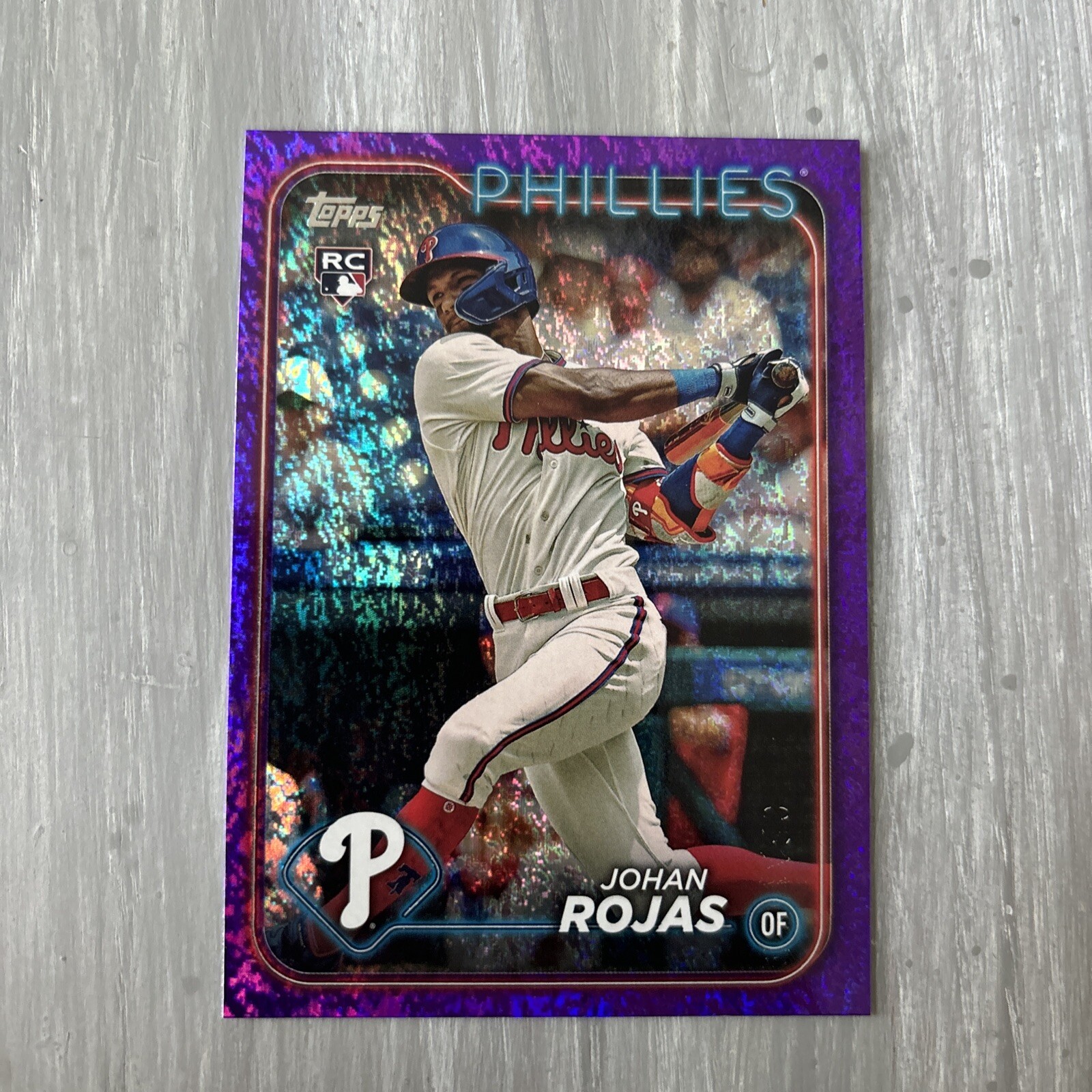 2024 Topps Series 1 Johan Rojas RC Rookie Purple Foil SP 621/799 Phillies #209