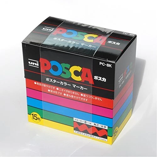PC8K15C Mitsubishi Pencil Water-based Pen Posca Bold Square Core 15 Colors - Image 2 of 4