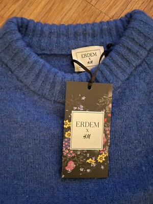 ERDEM Limited Edition H&M Pullover Wolle Winter-Pulli HM H M Blau Strick L XL