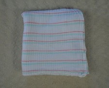 Aden  Anais Aqua Blue Stripes Baby Swaddle Blanket White Muslin Light Red
