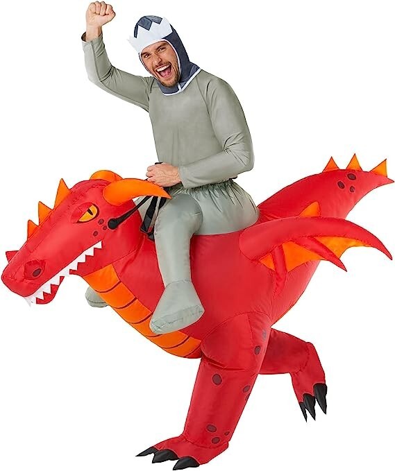 Rotes Drache Aufblasbares Kostüm für Erwachsene Drachenreiter Karneval Halloween