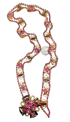 RARE Juliana DeLizza & Elster Pink & AB Rhinestone Flower  display picture 3