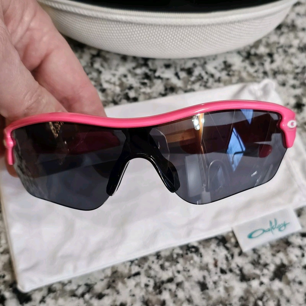 Oakley OO9184-09 Radar Shield Sunglasses Pink White w/ Case
