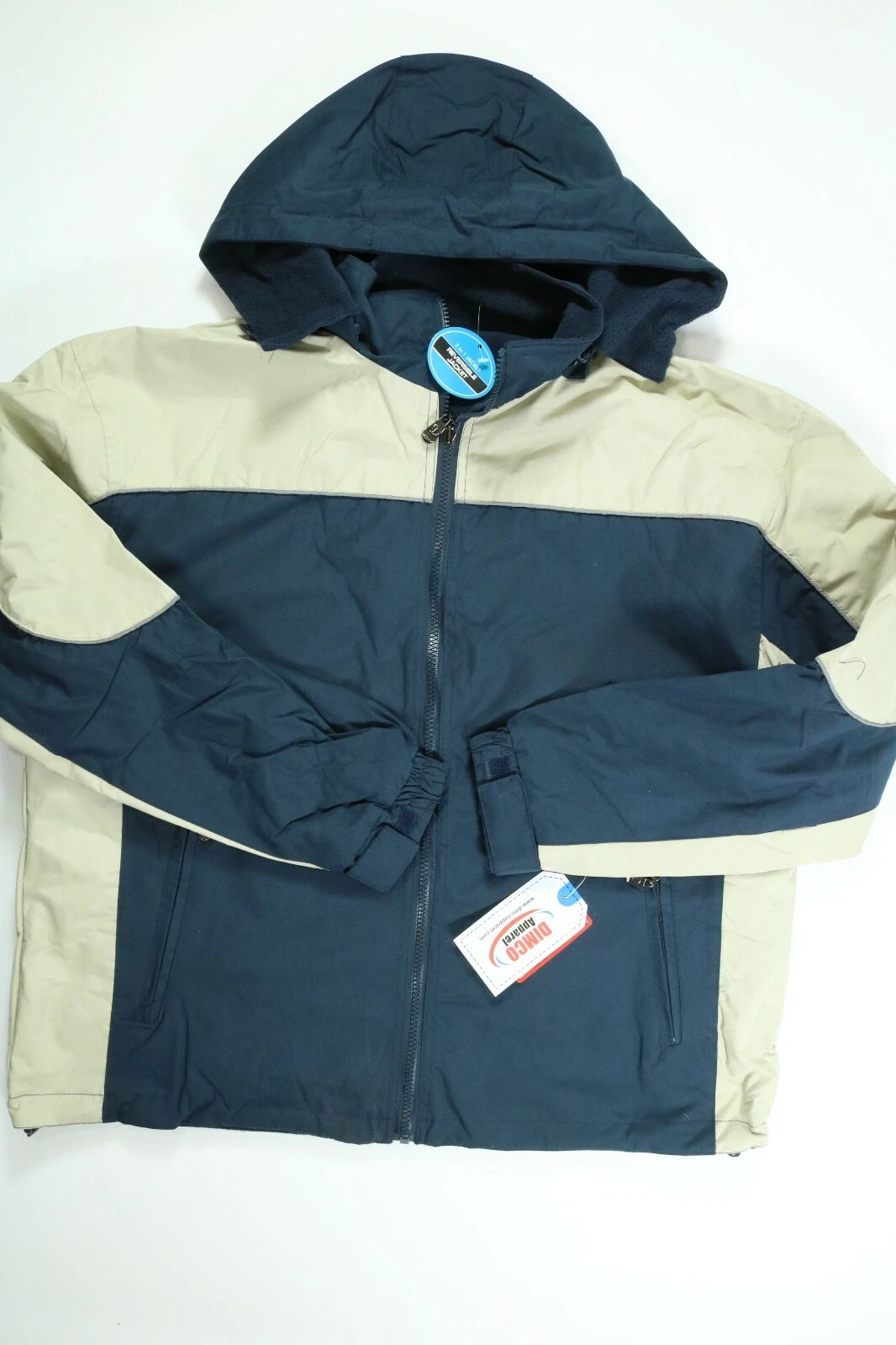 Men’s Dimco Apparel Navy/Khaki 2-In-1 Reservable Waterproof Jacket Small NEW!