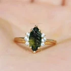 Moldavite CZ Ring 925 Sterling Silver Handmade Jewelry for Her - All Size