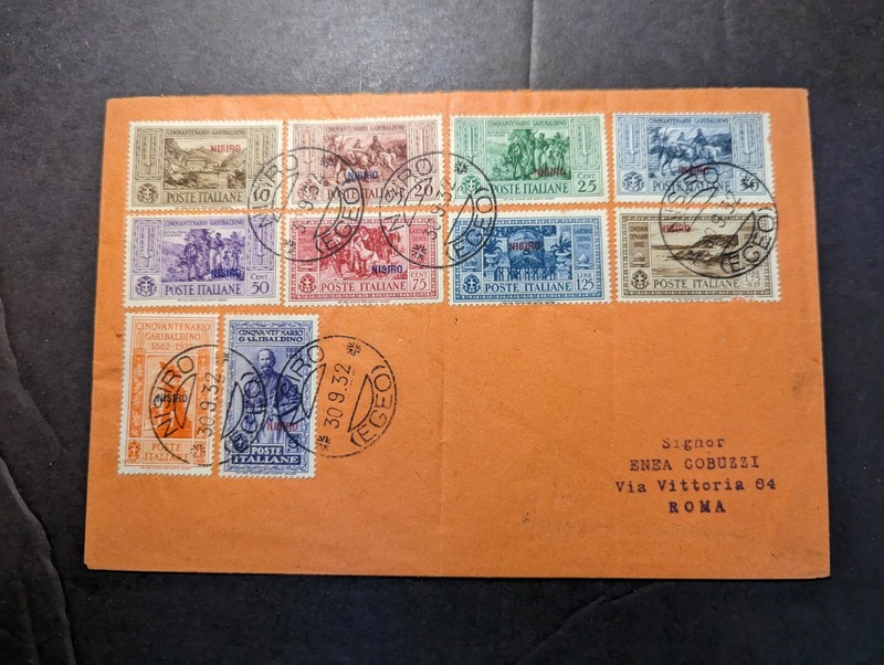 1932 Italy in Greece Cover Nisyros to Rome Italy Enea Cobuzzi