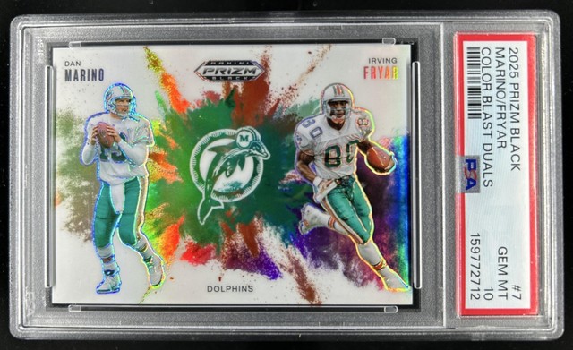 2025 Panini Prizm Black Dan Marino Irving Fryar Dual Color Blast SP #7 PSA 10