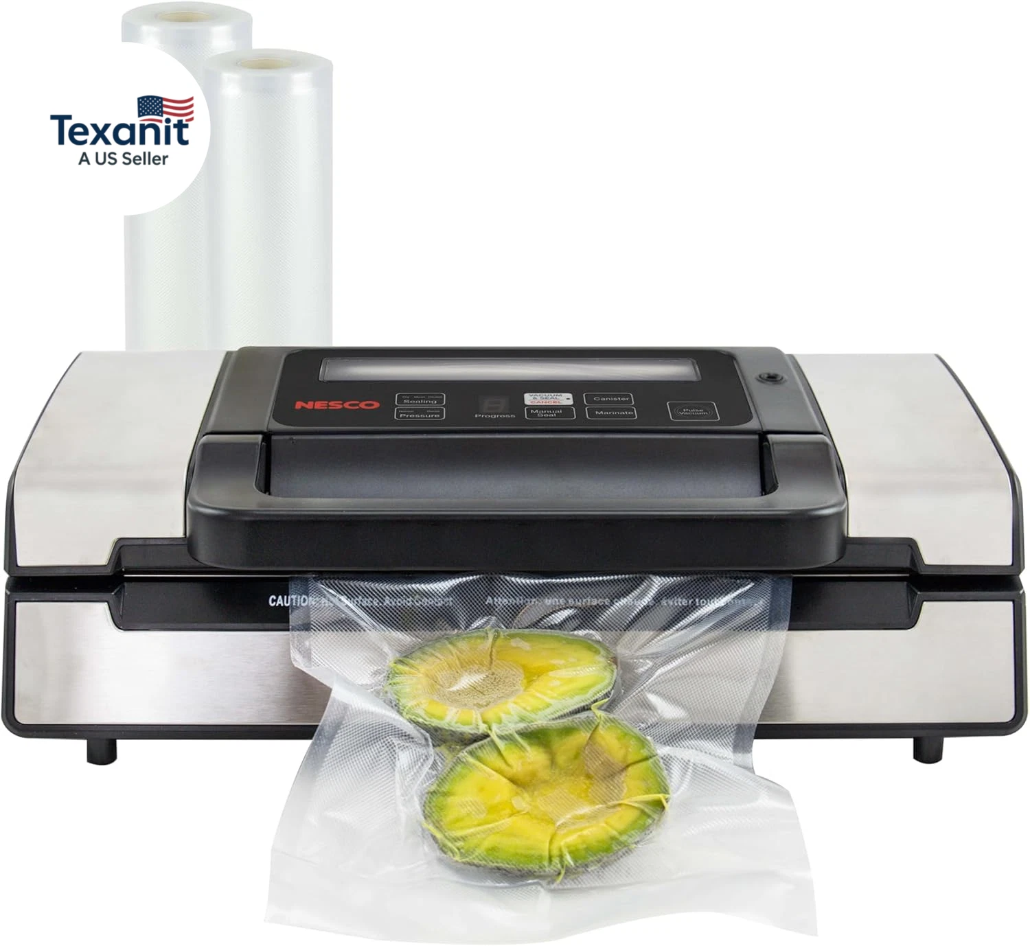 Deluxe Food VS-12 Vacuum Sealer, 130 Watts, Kit Bags & Viewing Lid, Compact, Sil