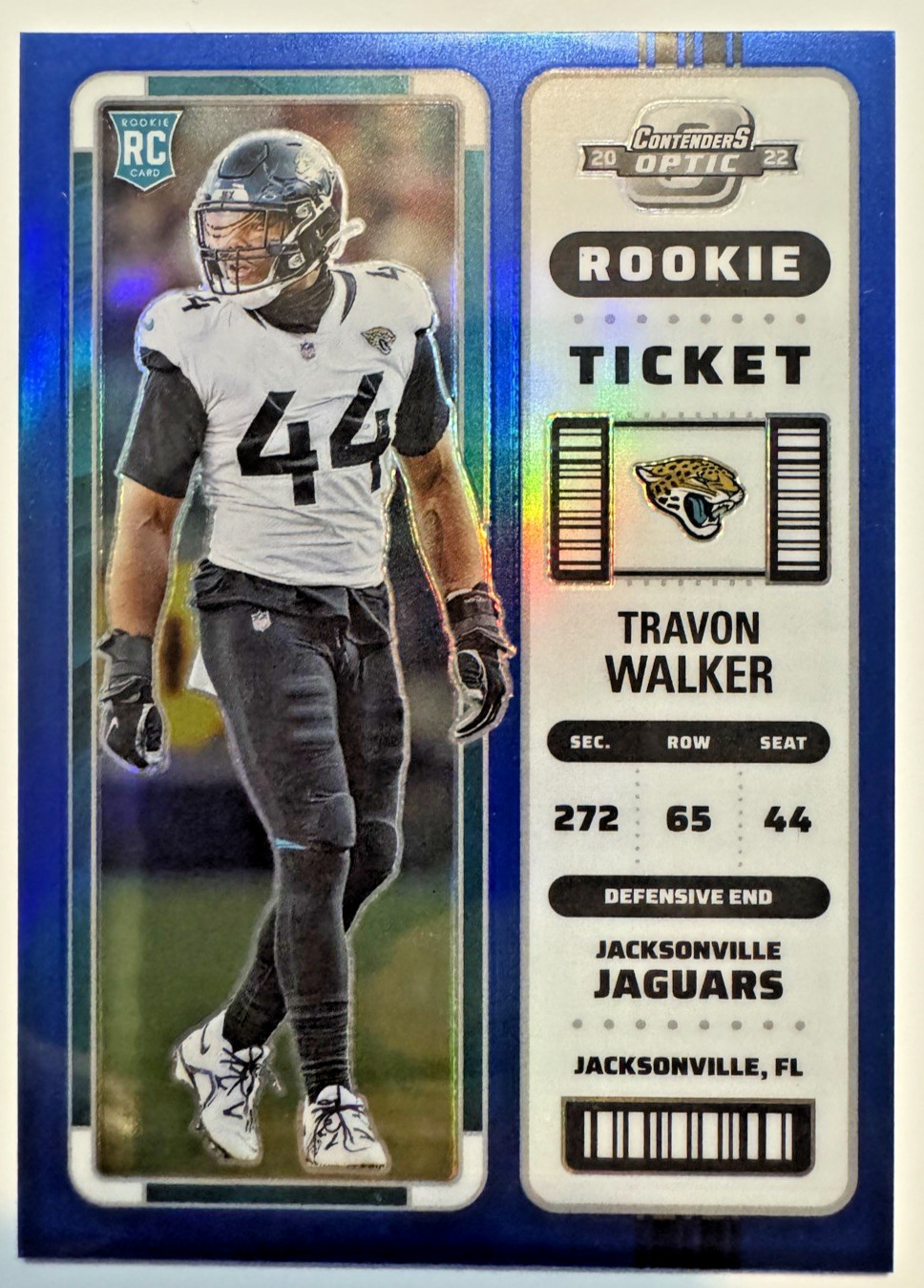 Travon Walker Rookie 2022 Panini Contenders Optic Blue /99 #92 Jaguars