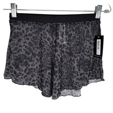 Bloch Ladies Janise Animal Print Mesh Pull On Skirt M Black Gray New