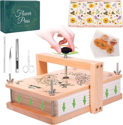 Large Flower Press Kit, 11.8'' x 8.3'' 6 Layers Wood Flower Pressing kit with Stor
