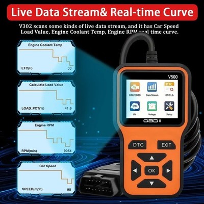 V500 OBD2 Car Diagnostic Scanner Engine Fault Code Reader & Voltage Tester Tool