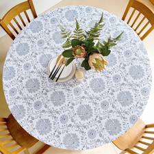 Round Fitted Tablecloth Waterproof Elastic Round Vinyl Table Cover 30-36" Wate