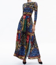 Alice + Olivia Ivey Pleated Maxi Dress After Sunset Floral Paisley Print Blue 4